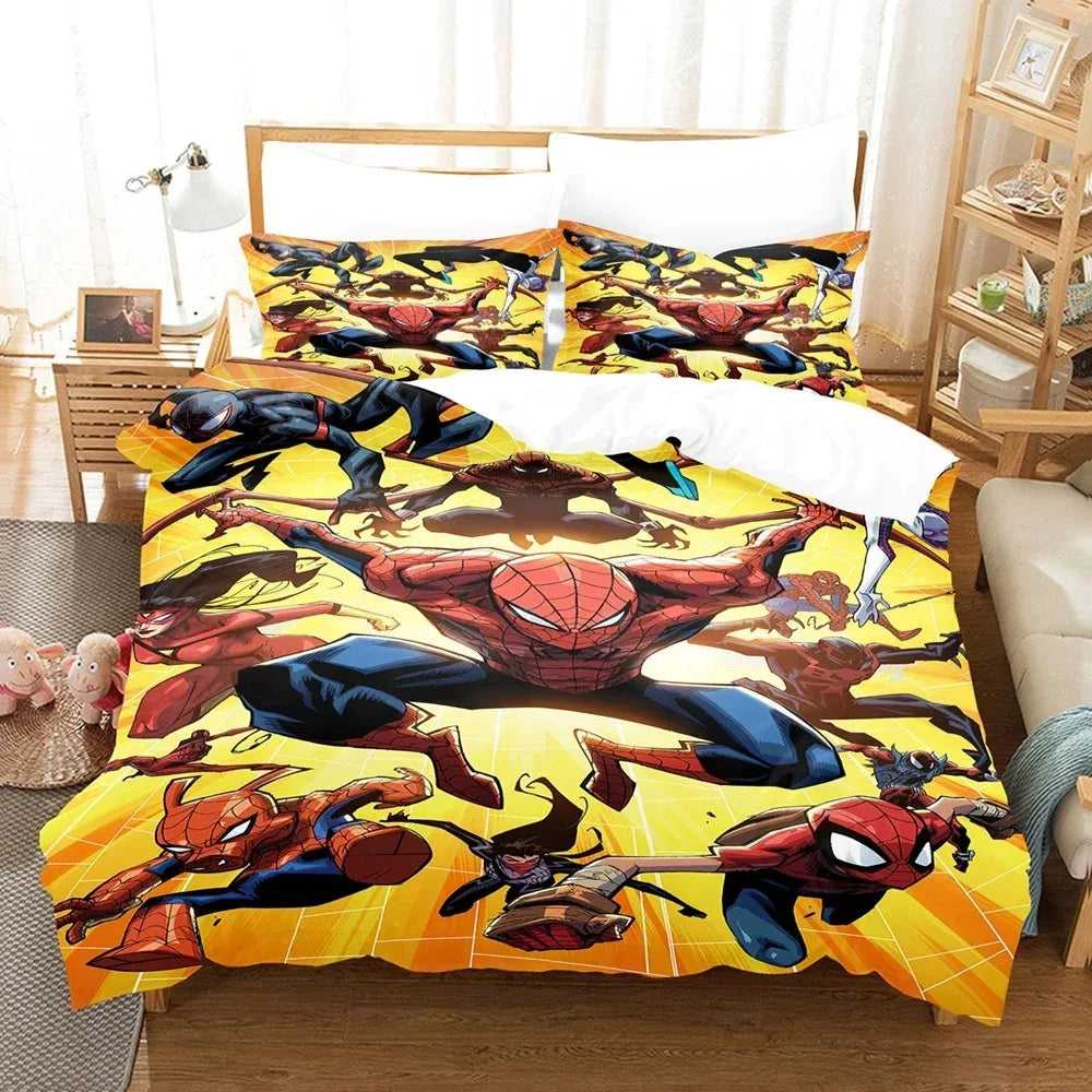 Marvel Luxe Collection – Spider-Man 3D Premium Duvet Cover Set | Single Size Bedding Ensemble for Children