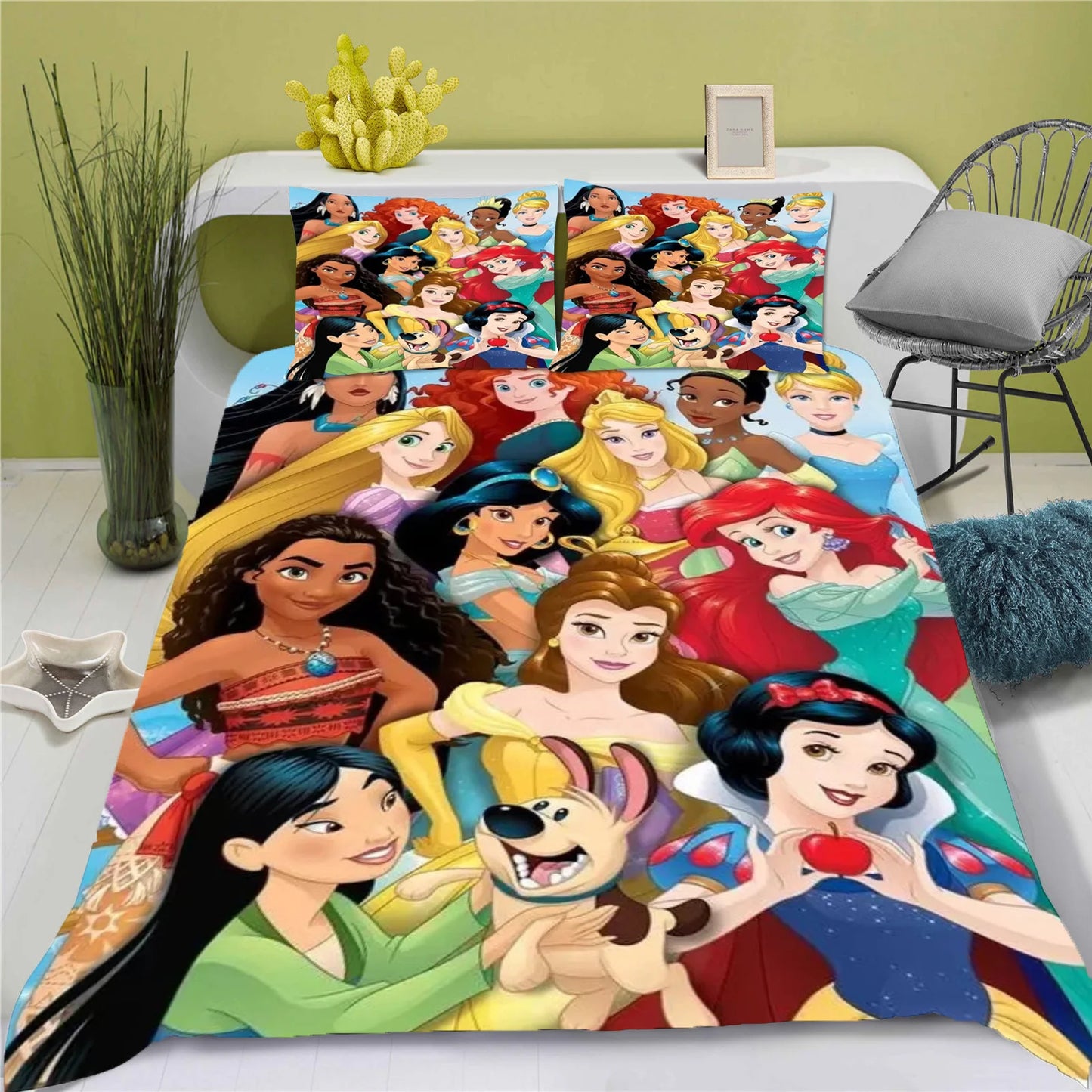 Enchanted Princess Collection – Snow White 3D Luxury Bedding Set (King Size) | 3-Piece Duvet & Comforter Ensemble for Children