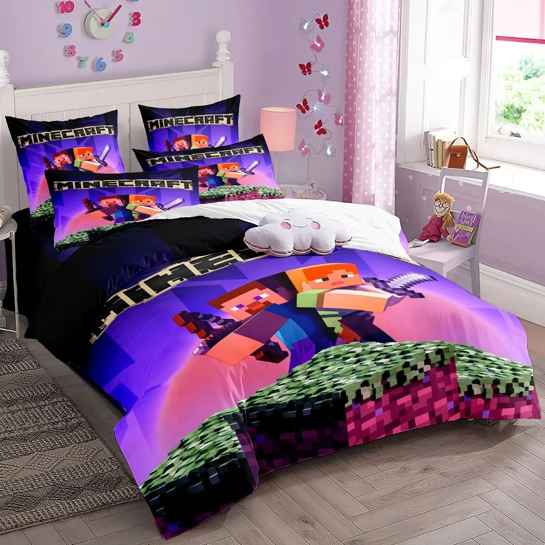 ✨ "My World: Monster Hunters" Luxury Minecraft Collection- Bedding Set