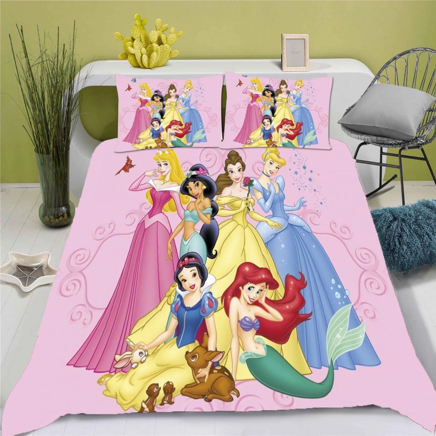 Enchanted Princess Collection – Snow White 3D Luxury Bedding Set (King Size) | 3-Piece Duvet & Comforter Ensemble for Children