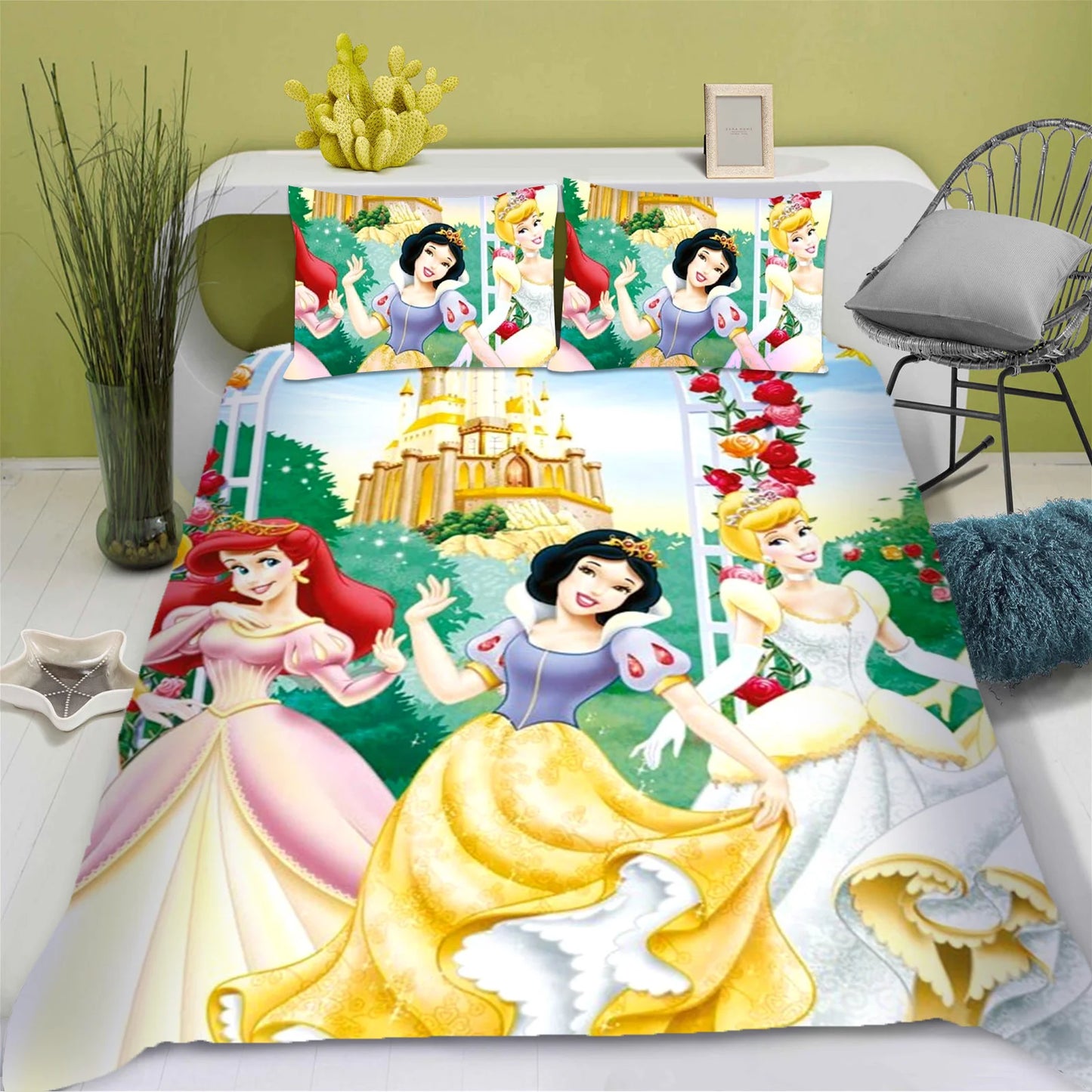Enchanted Princess Collection – Snow White 3D Luxury Bedding Set (King Size) | 3-Piece Duvet & Comforter Ensemble for Children