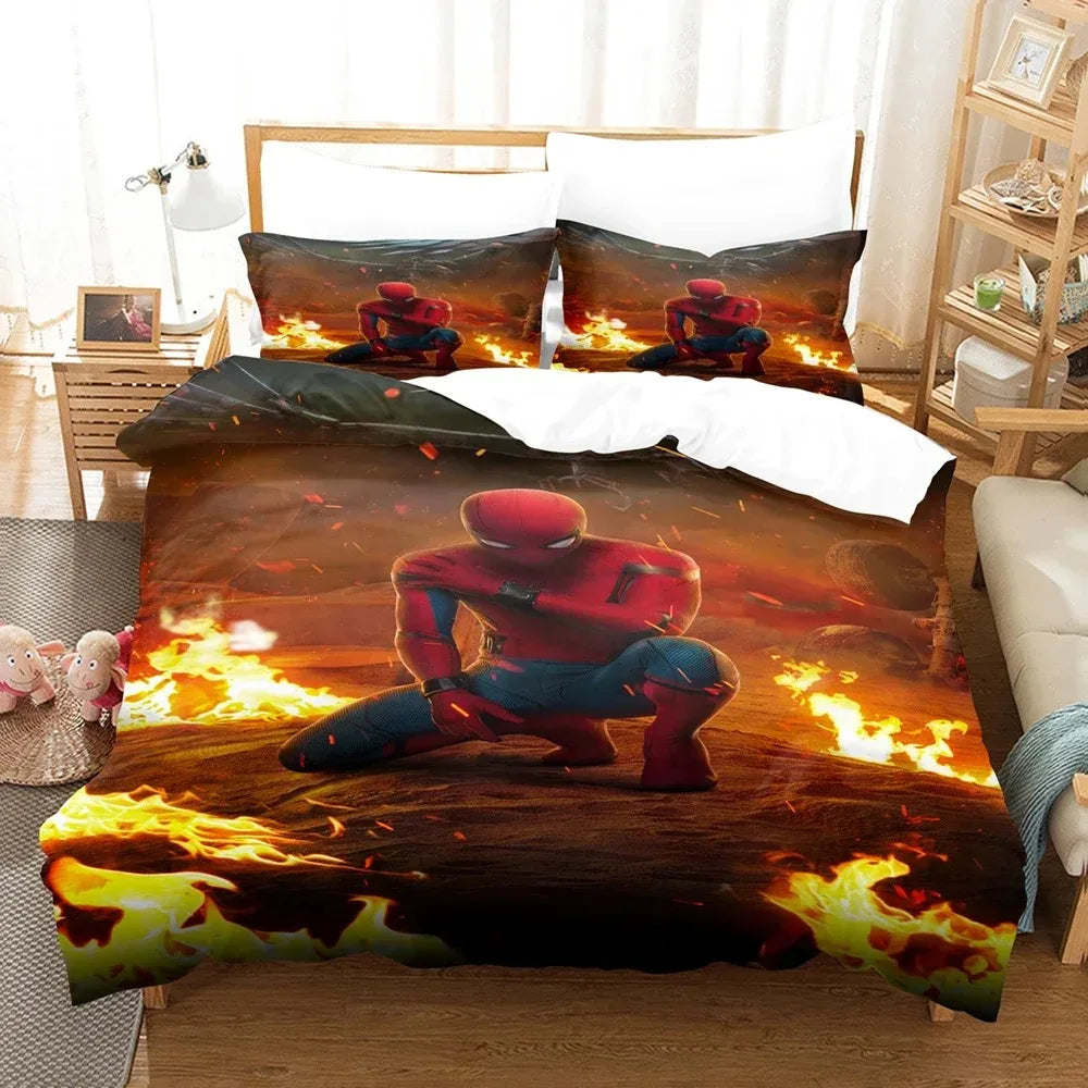 Marvel Luxe Collection – Spider-Man 3D Premium Duvet Cover Set | Single Size Bedding Ensemble for Children