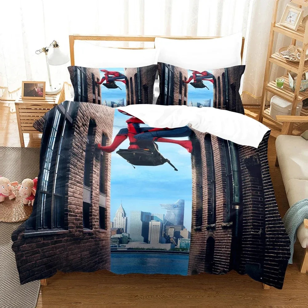 Marvel Luxe Collection – Spider-Man 3D Premium Duvet Cover Set | Single Size Bedding Ensemble for Children
