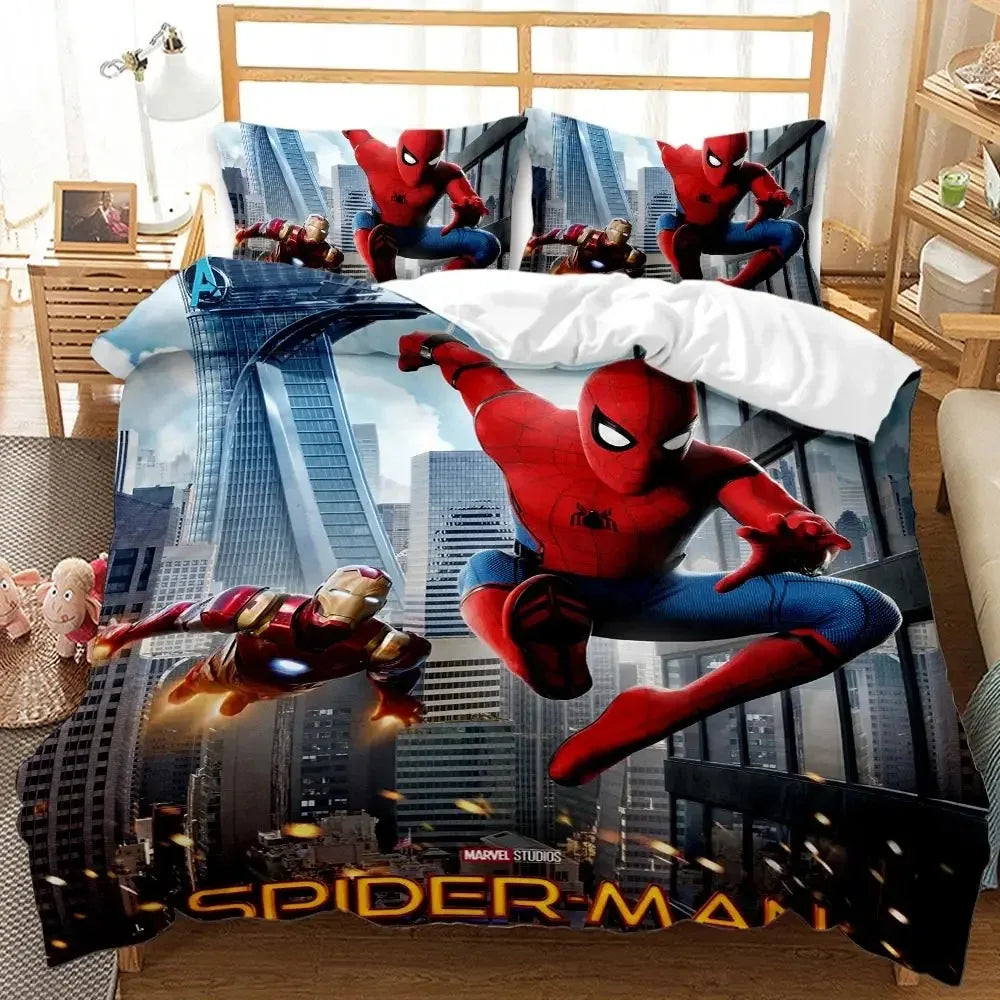Marvel Luxe Collection – Spider-Man 3D Premium Duvet Cover Set | Single Size Bedding Ensemble for Children