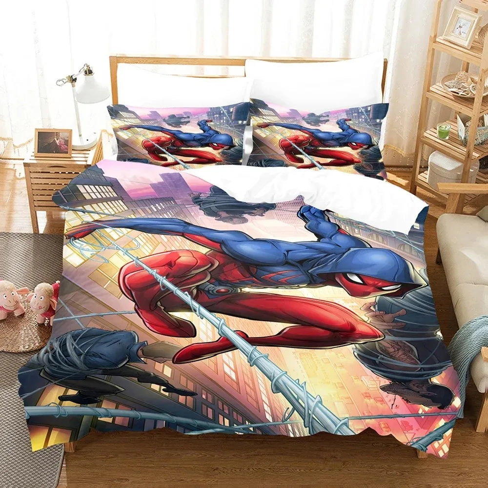Marvel Luxe Collection – Spider-Man 3D Premium Duvet Cover Set | Single Size Bedding Ensemble for Children