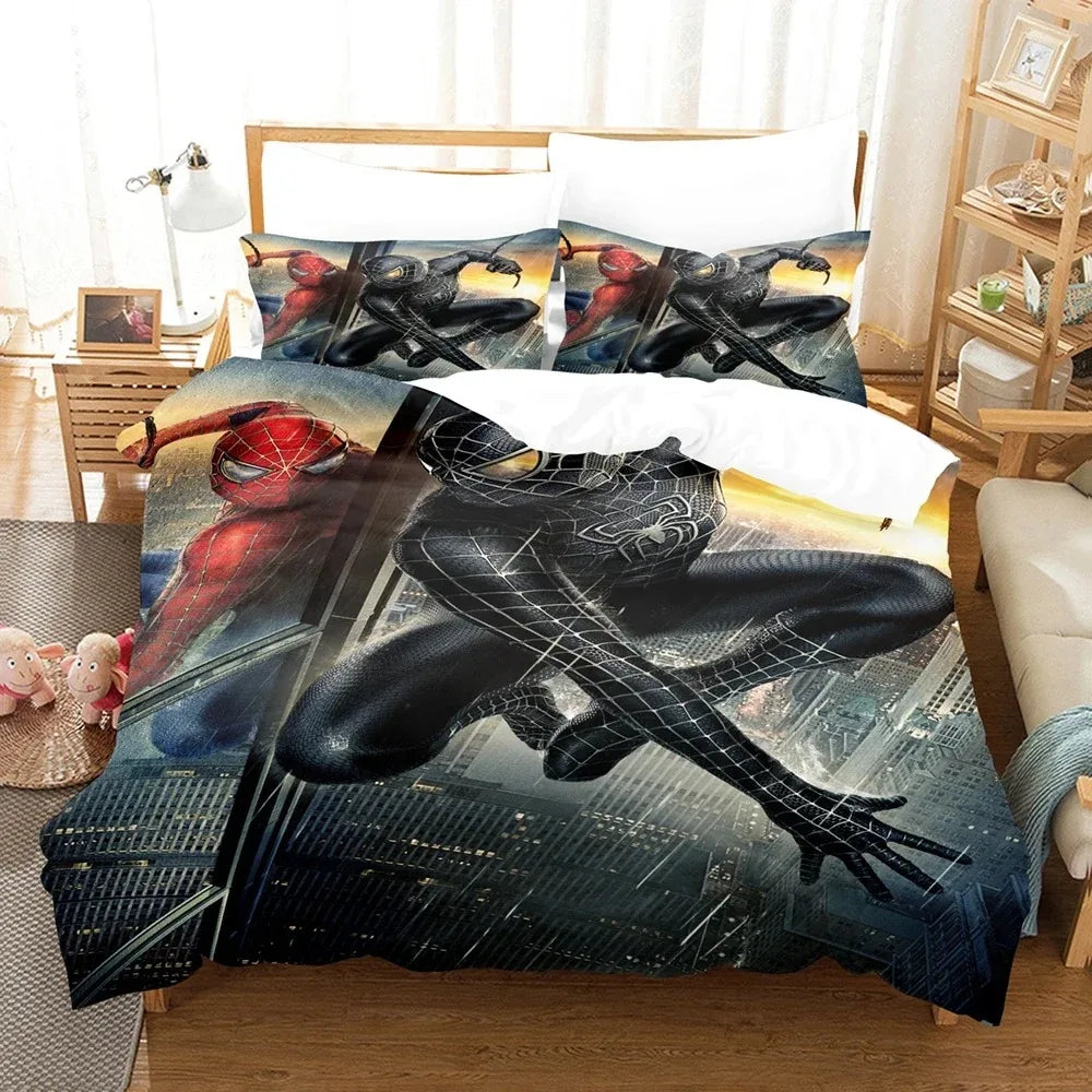 Marvel Luxe Collection – Spider-Man 3D Premium Duvet Cover Set | Single Size Bedding Ensemble for Children
