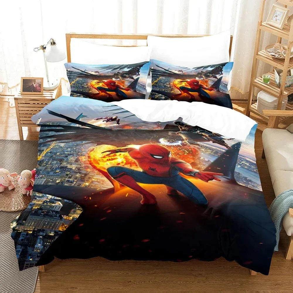 Marvel Luxe Collection – Spider-Man 3D Premium Duvet Cover Set | Single Size Bedding Ensemble for Children