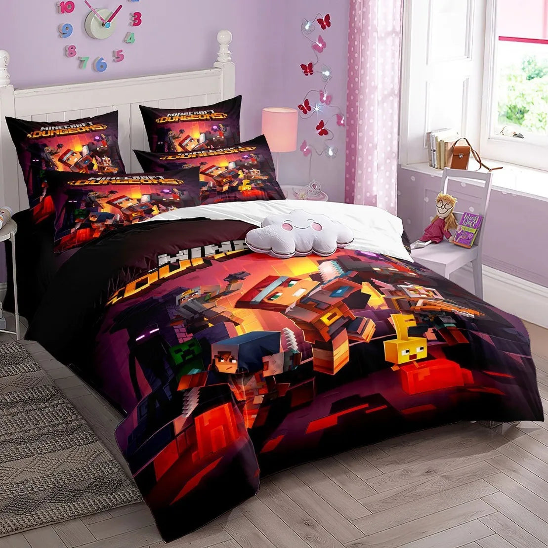 ✨ "My World: Monster Hunters" Luxury Minecraft Collection- Bedding Set