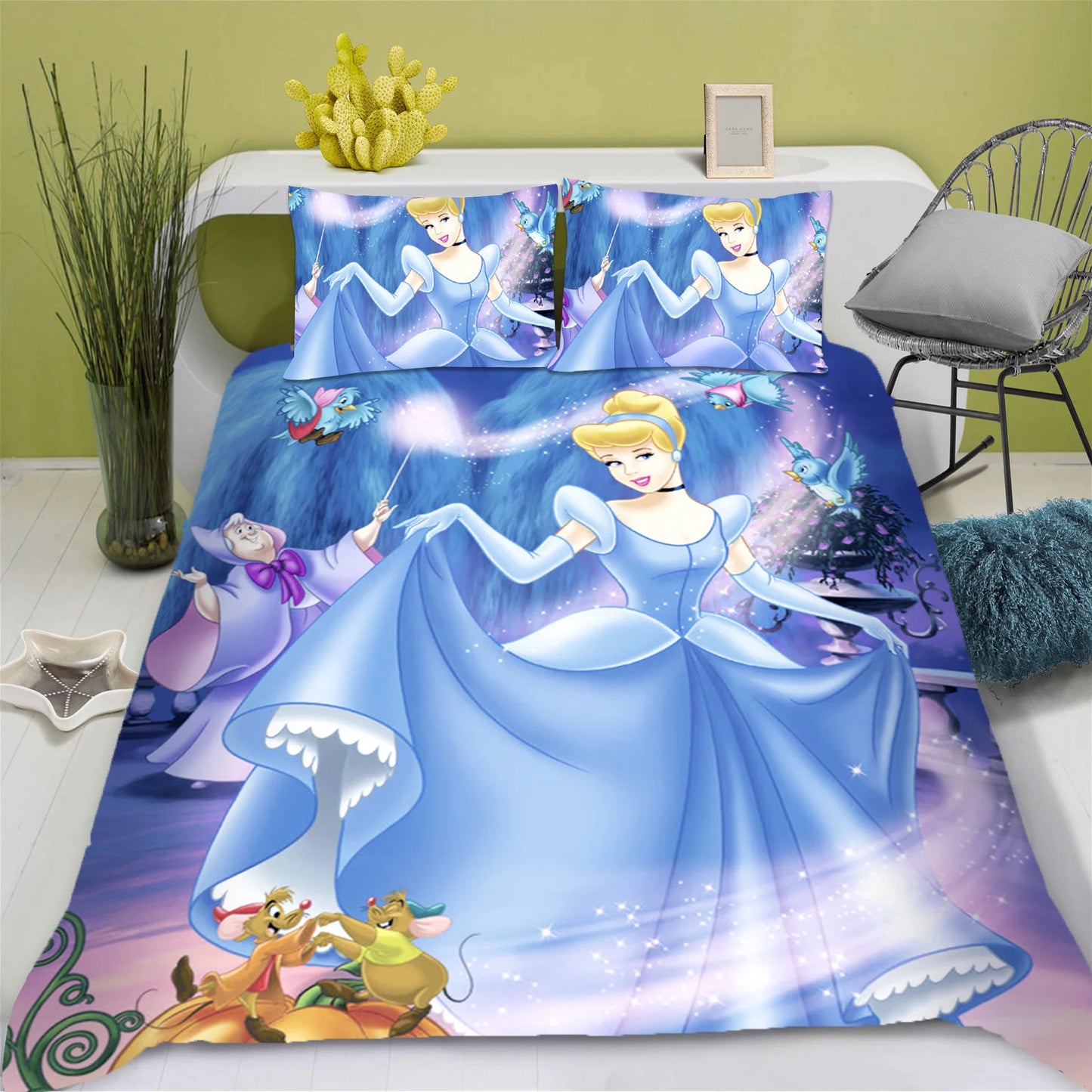 Enchanted Princess Collection – Snow White 3D Luxury Bedding Set (King Size) | 3-Piece Duvet & Comforter Ensemble for Children