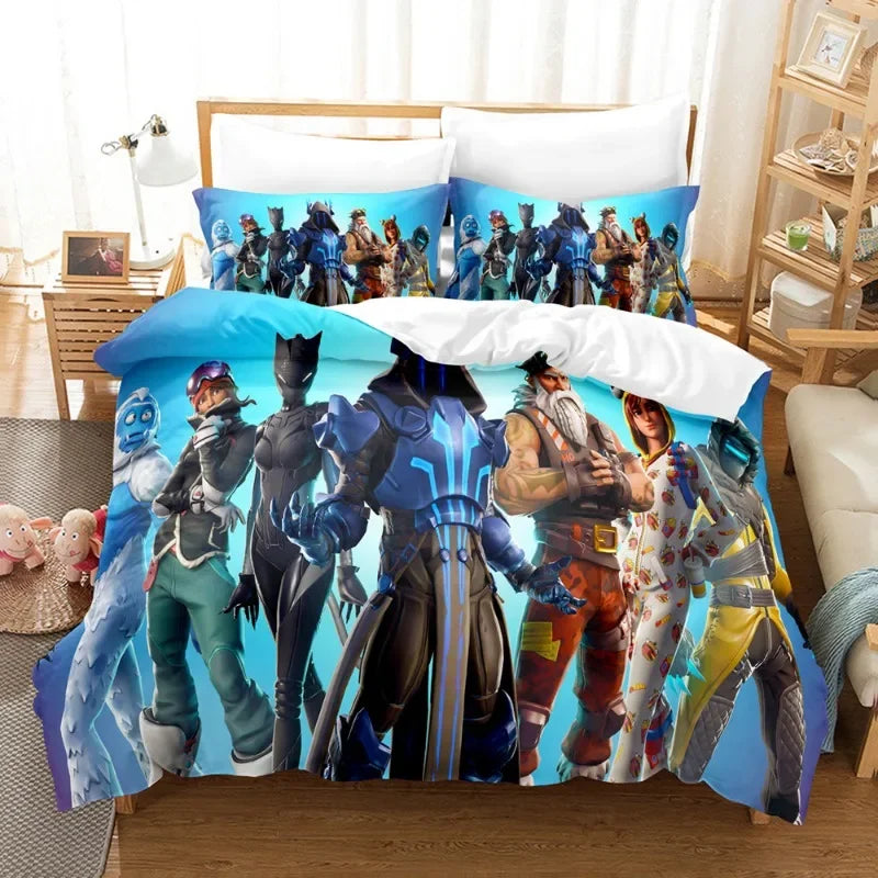🎮 "Battle Royale Dreams" Luxury Fortnite-Inspired Bedding Set – Cartoon Pillowcase & Duvet Cover Set – Gamer Bedroom Décor – Premium Gift for Boys