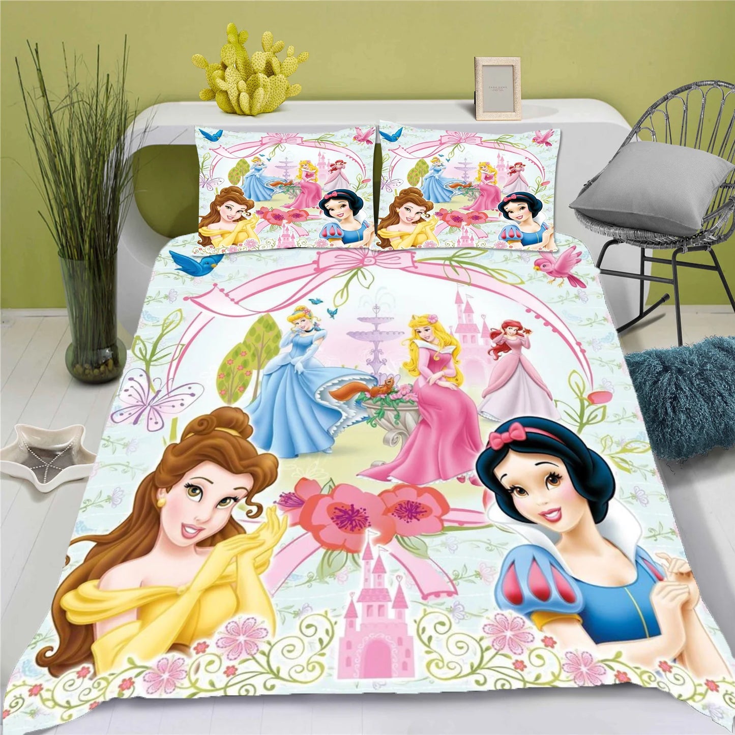 Enchanted Princess Collection – Snow White 3D Luxury Bedding Set (King Size) | 3-Piece Duvet & Comforter Ensemble for Children