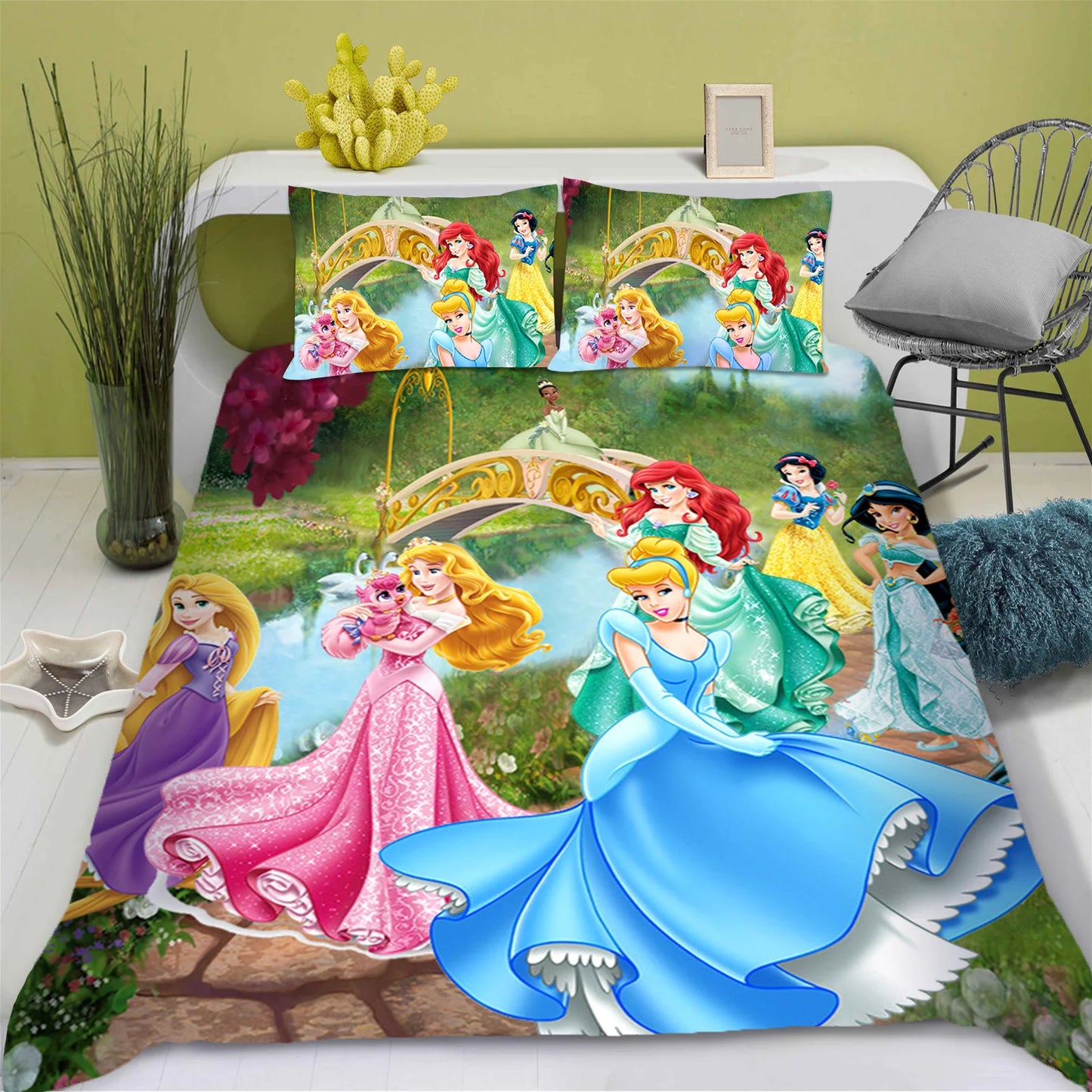 Enchanted Princess Collection – Snow White 3D Luxury Bedding Set (King Size) | 3-Piece Duvet & Comforter Ensemble for Children