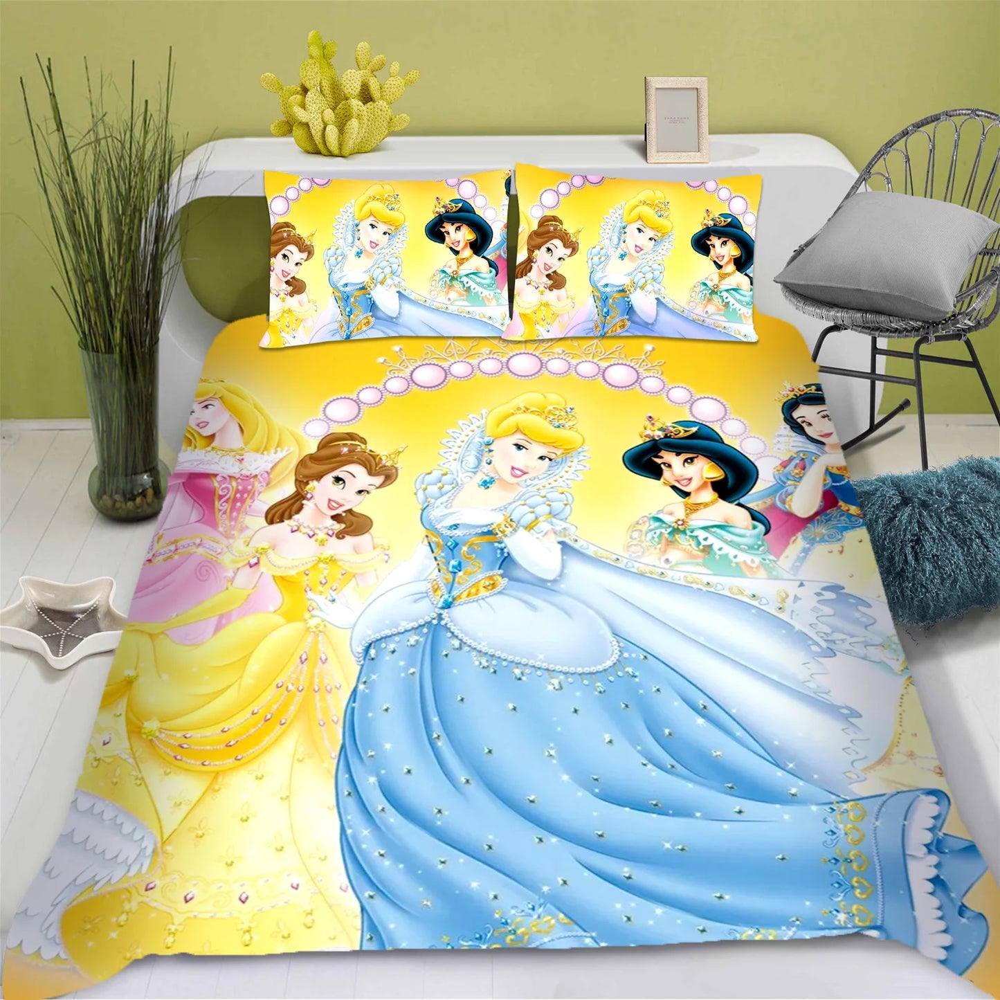 Enchanted Princess Collection – Snow White 3D Luxury Bedding Set (King Size) | 3-Piece Duvet & Comforter Ensemble for Children