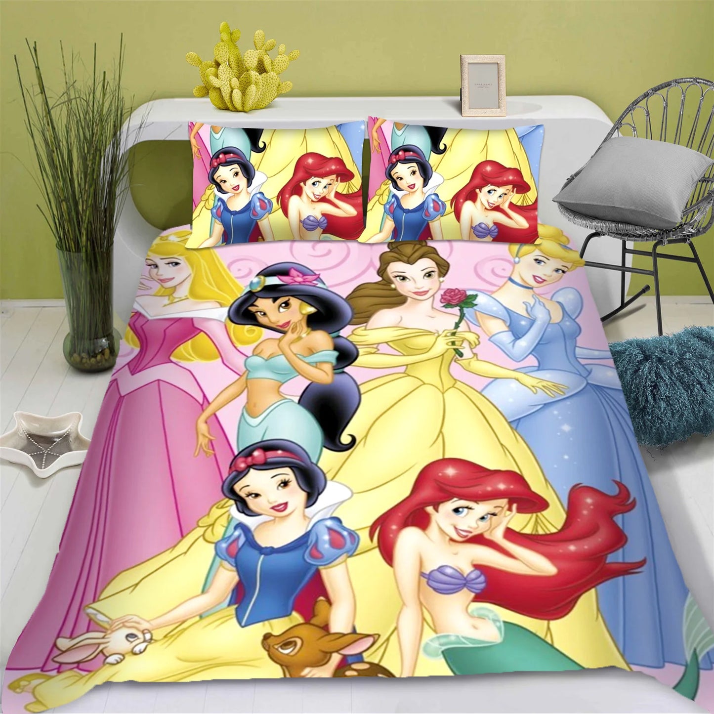 Enchanted Princess Collection – Snow White 3D Luxury Bedding Set (King Size) | 3-Piece Duvet & Comforter Ensemble for Children