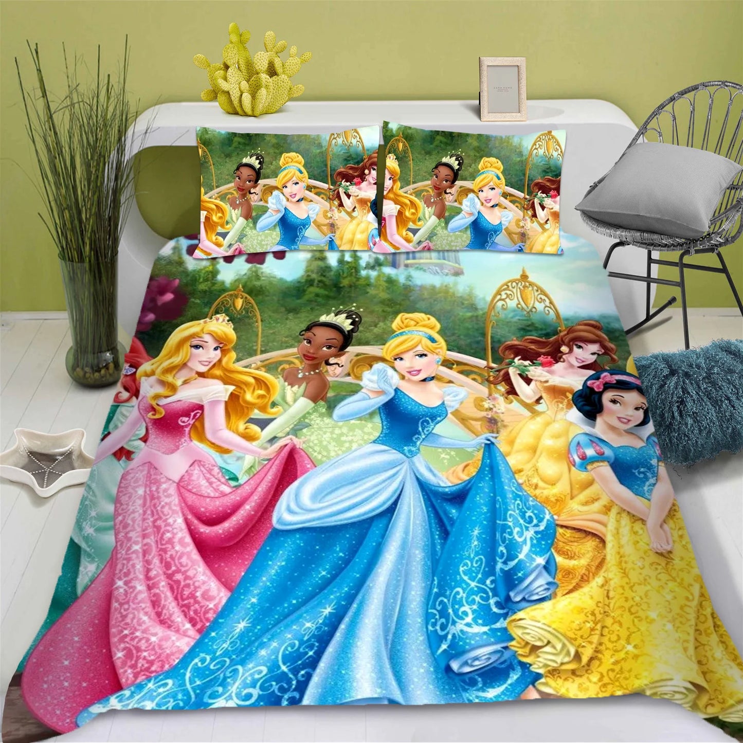 Enchanted Princess Collection – Snow White 3D Luxury Bedding Set (King Size) | 3-Piece Duvet & Comforter Ensemble for Children