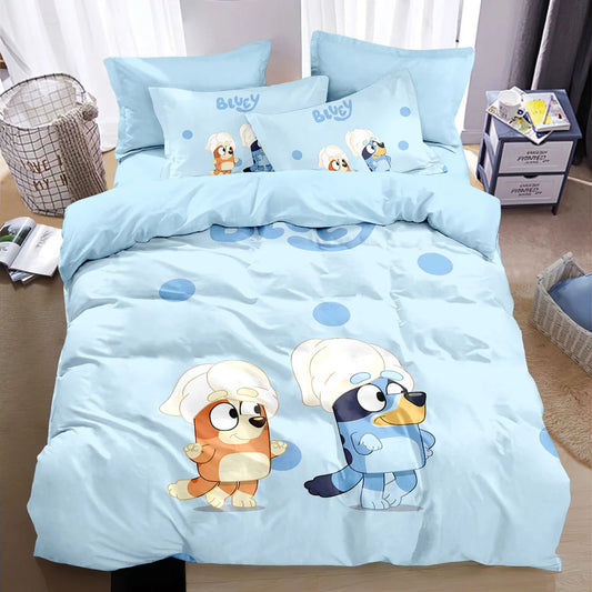 Blueys Signature Collection – Designer Duvet Cover & Pillowcase Set Featuring Bandit & Chilli | Premium Bedding for Children & Adults | Available in Single.