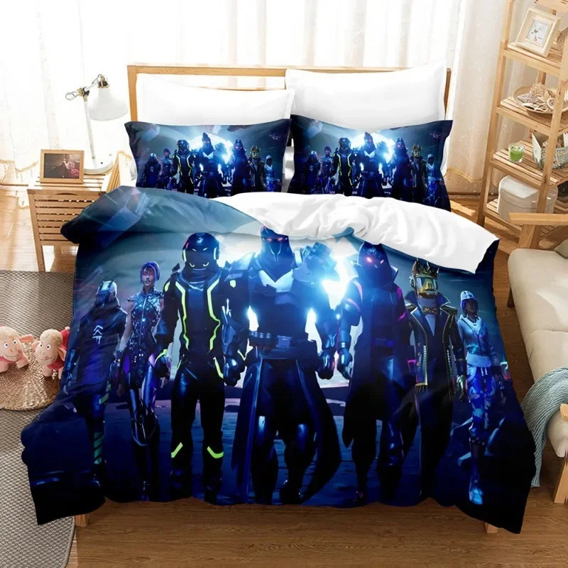 🎮 "Battle Royale Dreams" Luxury Fortnite-Inspired Bedding Set – Cartoon Pillowcase & Duvet Cover Set – Gamer Bedroom Décor – Premium Gift for Boys