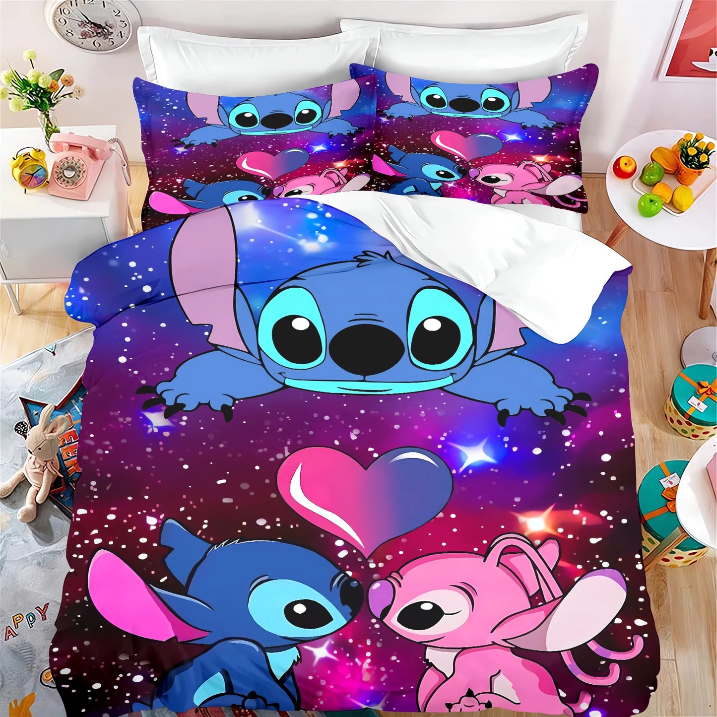 🩵 "Stitch Dreams" Collection – Elegant Stitch-Inspired Bedding Set