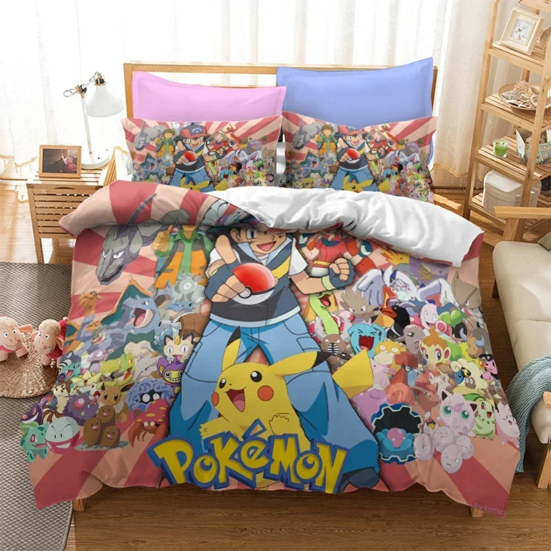 🌟 Luxury Pokémon Collection – Cartoon Game-Inspired Bedding Set