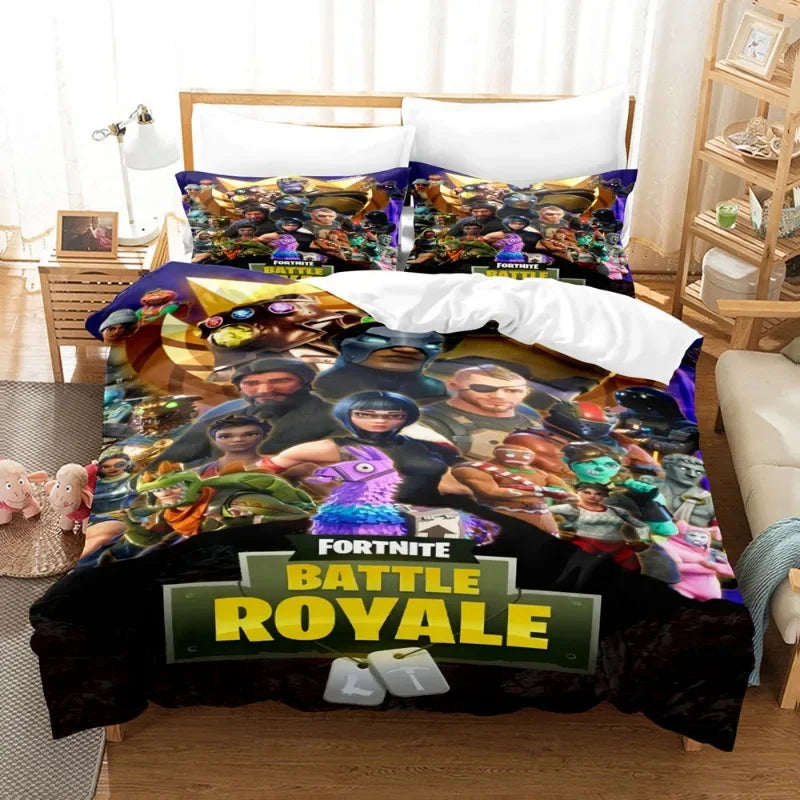 🎮 "Battle Royale Dreams" Luxury Fortnite-Inspired Bedding Set – Cartoon Pillowcase & Duvet Cover Set – Gamer Bedroom Décor – Premium Gift for Boys