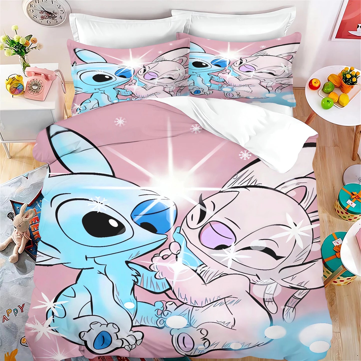 🩵 "Stitch Dreams" Collection – Elegant Stitch-Inspired Bedding Set