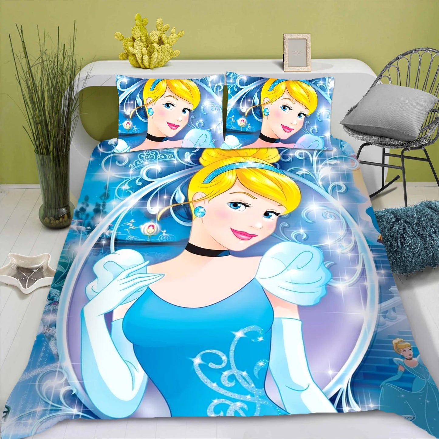 Enchanted Princess Collection – Snow White 3D Luxury Bedding Set (King Size) | 3-Piece Duvet & Comforter Ensemble for Children