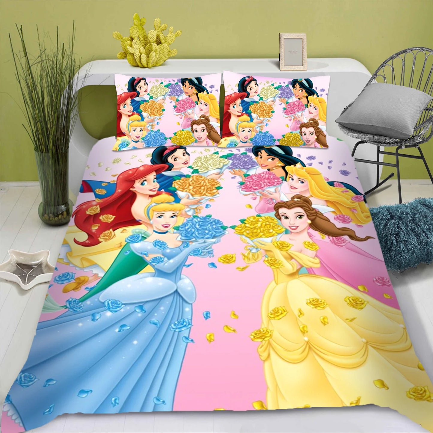 Enchanted Princess Collection – Snow White 3D Luxury Bedding Set (King Size) | 3-Piece Duvet & Comforter Ensemble for Children