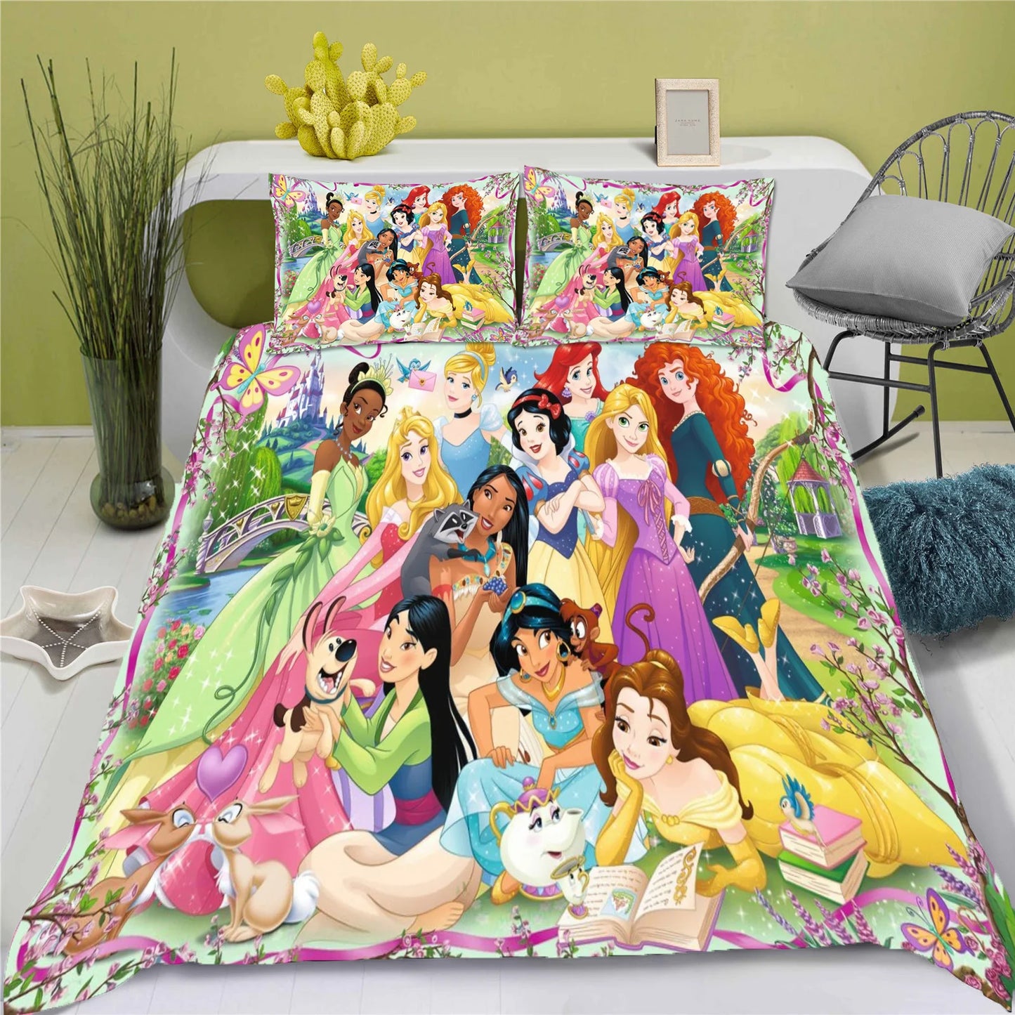 Enchanted Princess Collection – Snow White 3D Luxury Bedding Set (King Size) | 3-Piece Duvet & Comforter Ensemble for Children