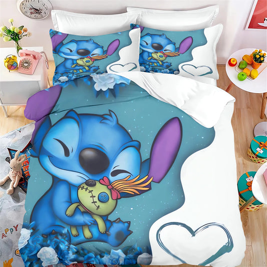🩵 "Stitch Dreams" Collection – Elegant Stitch-Inspired Bedding Set