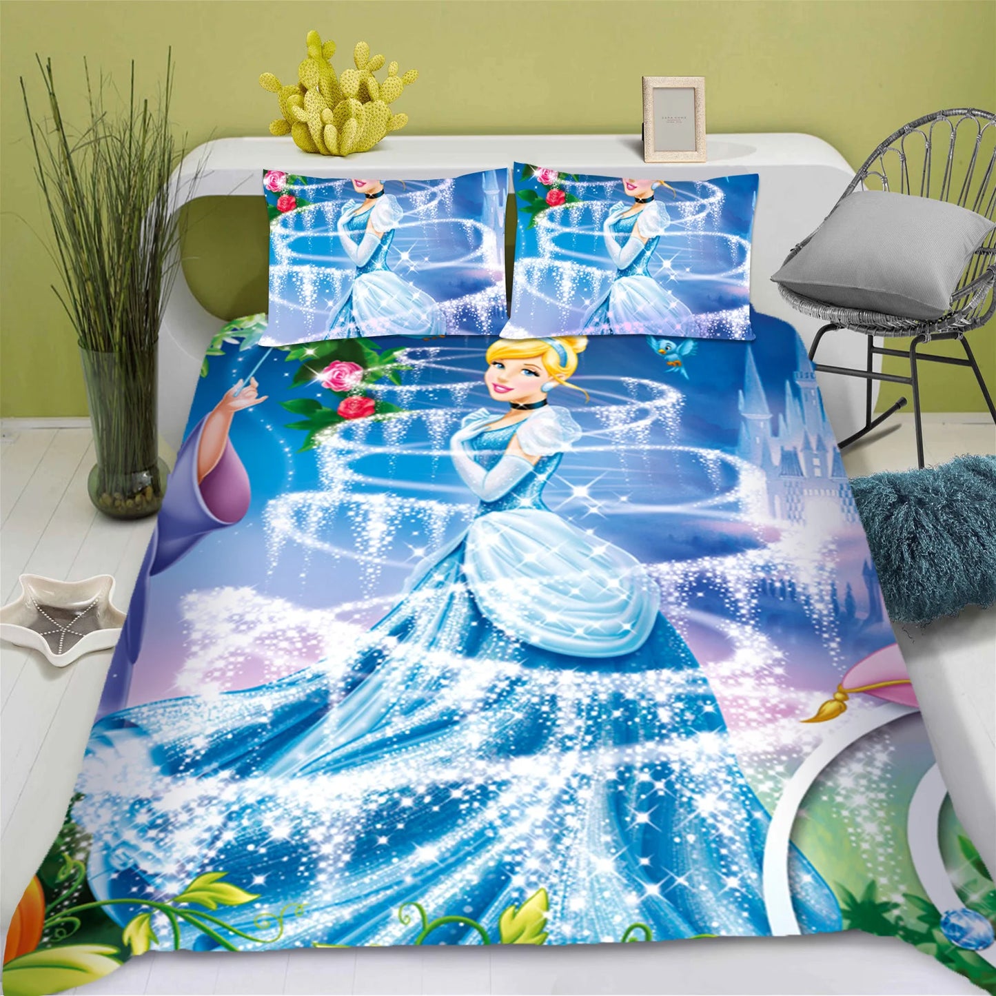 Enchanted Princess Collection – Snow White 3D Luxury Bedding Set (King Size) | 3-Piece Duvet & Comforter Ensemble for Children
