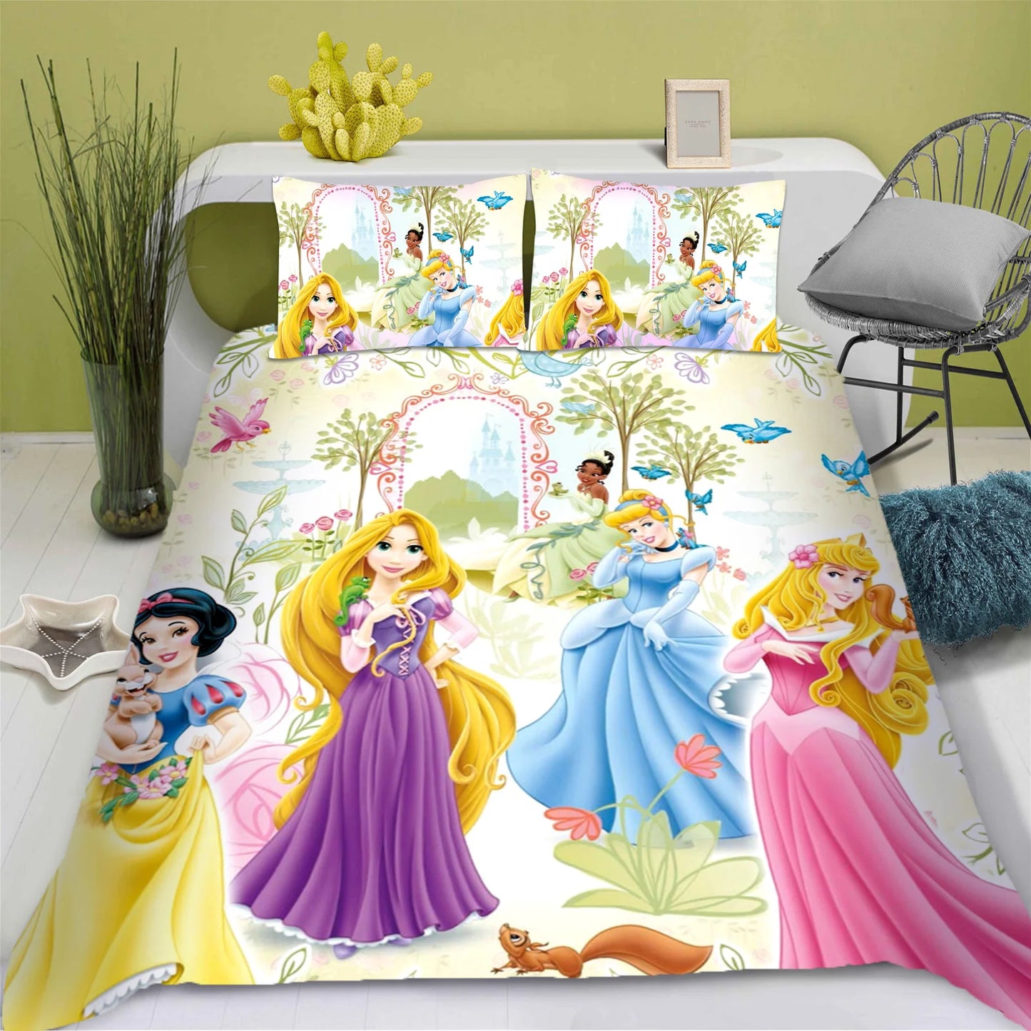 Enchanted Princess Collection – Snow White 3D Luxury Bedding Set (King Size) | 3-Piece Duvet & Comforter Ensemble for Children