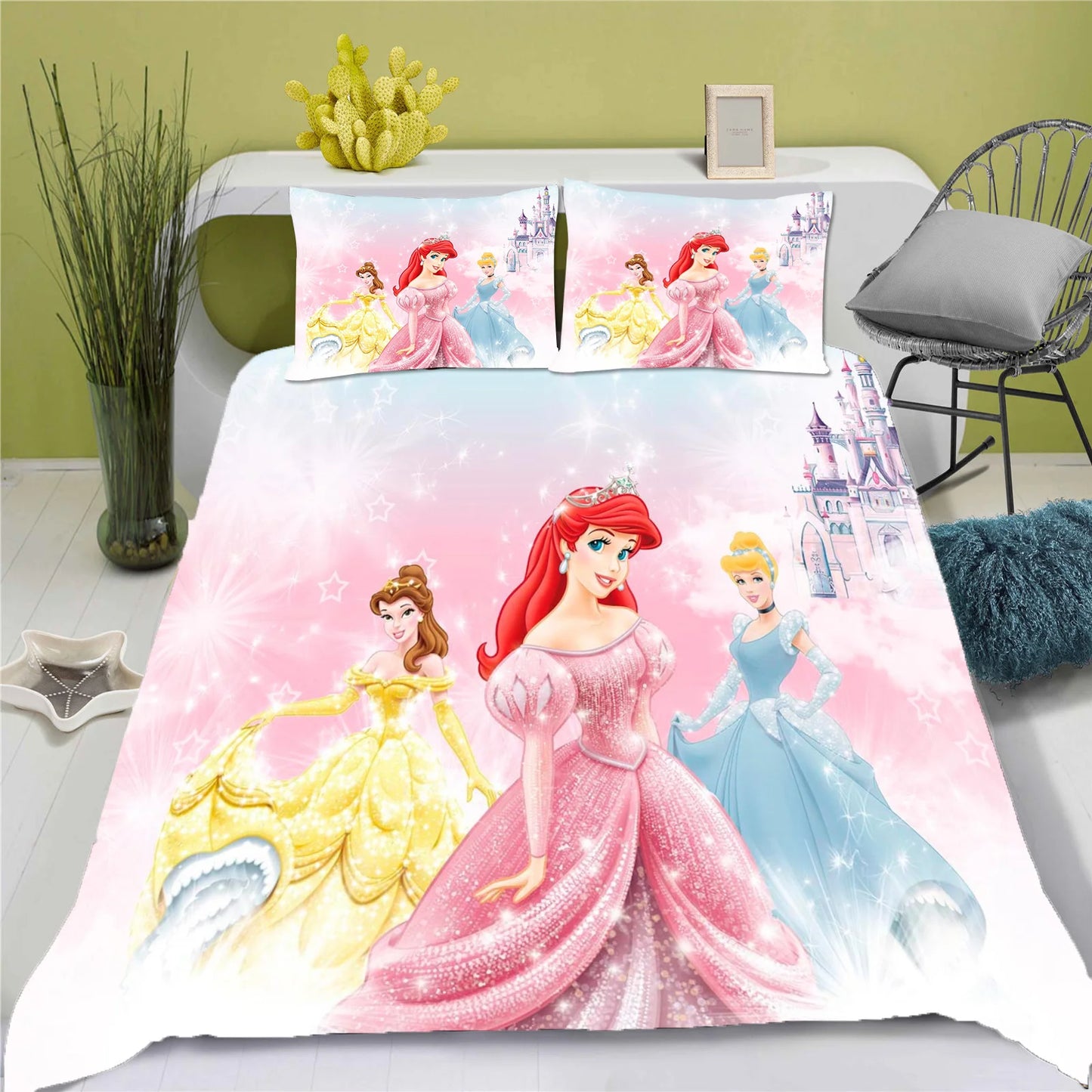 Enchanted Princess Collection – Snow White 3D Luxury Bedding Set (King Size) | 3-Piece Duvet & Comforter Ensemble for Children