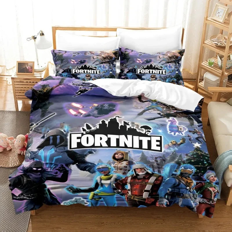 🎮 "Battle Royale Dreams" Luxury Fortnite-Inspired Bedding Set – Cartoon Pillowcase & Duvet Cover Set – Gamer Bedroom Décor – Premium Gift for Boys