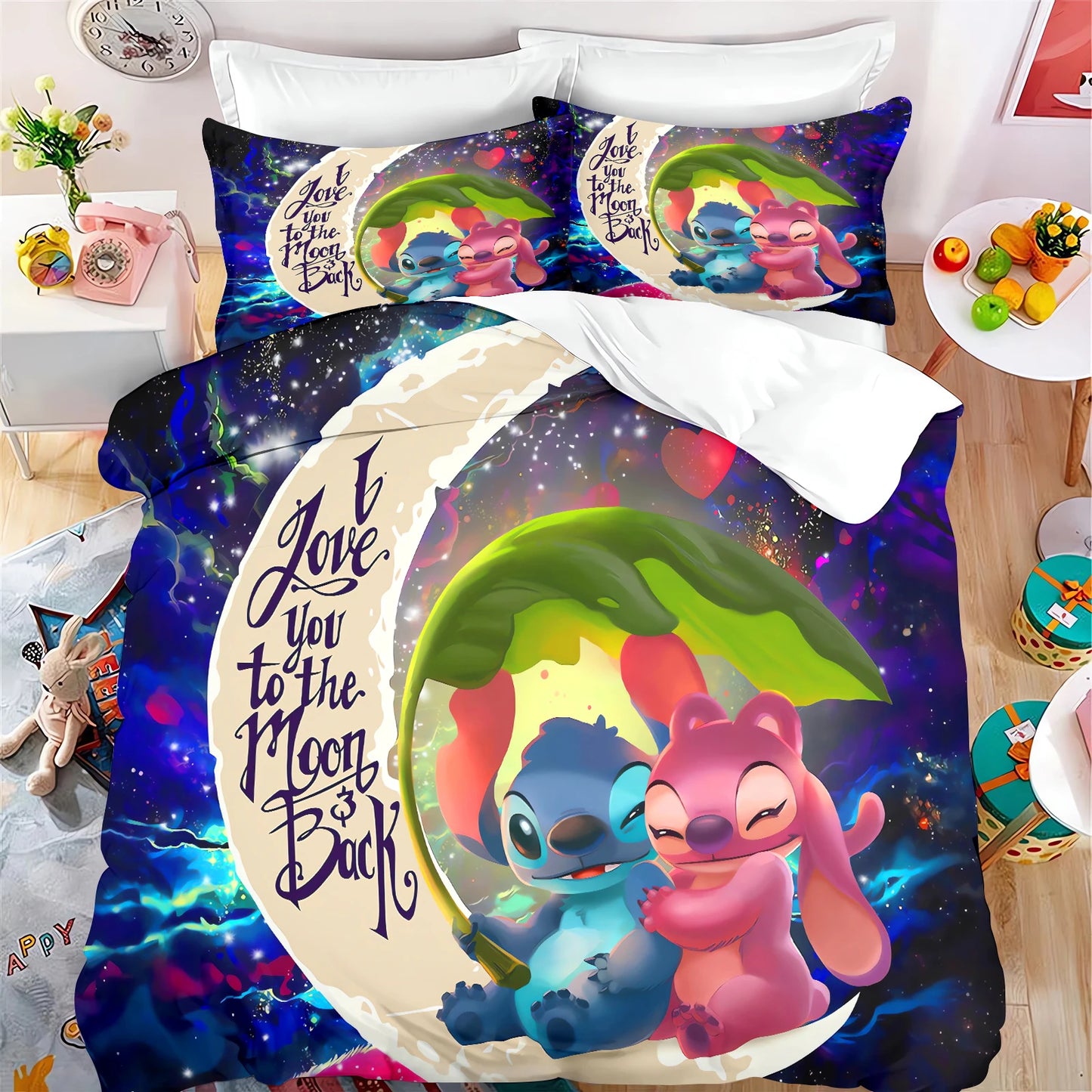 🩵 "Stitch Dreams" Collection – Elegant Stitch-Inspired Bedding Set